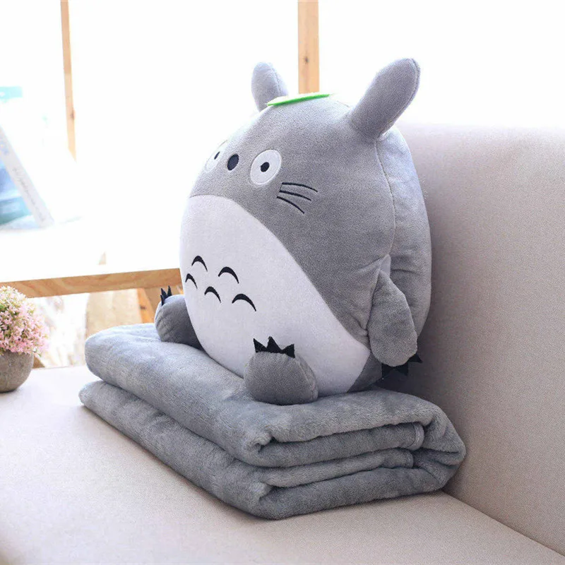 

3 In 1 Multifunction Totoro Plush Soft Pillow With Blanket Totoro Warm Hand Cushion Baby Nap Cover Anime Figure Toy