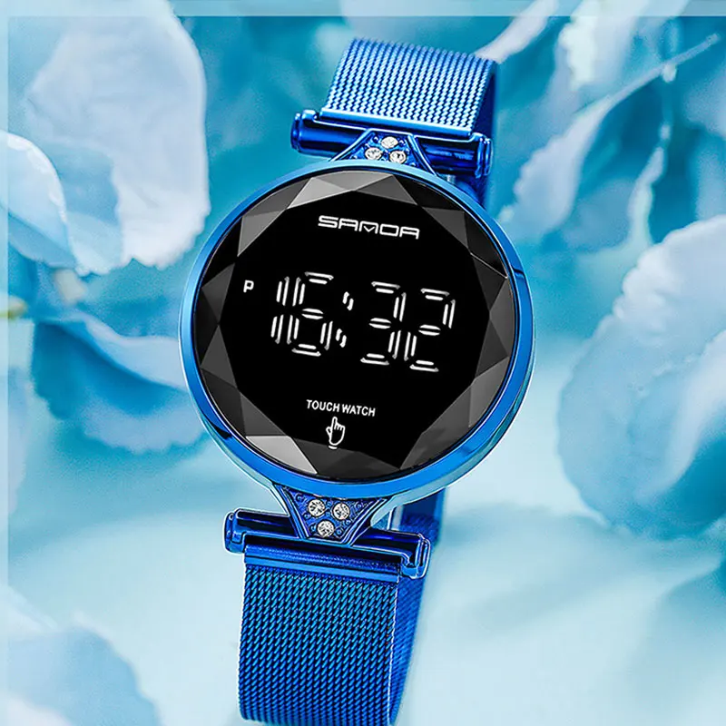 

New Arrival LED Touch Screen Sports Watch for Women Fashion Digital Display Clock Stainless Steel Waterproof Watches Relojes