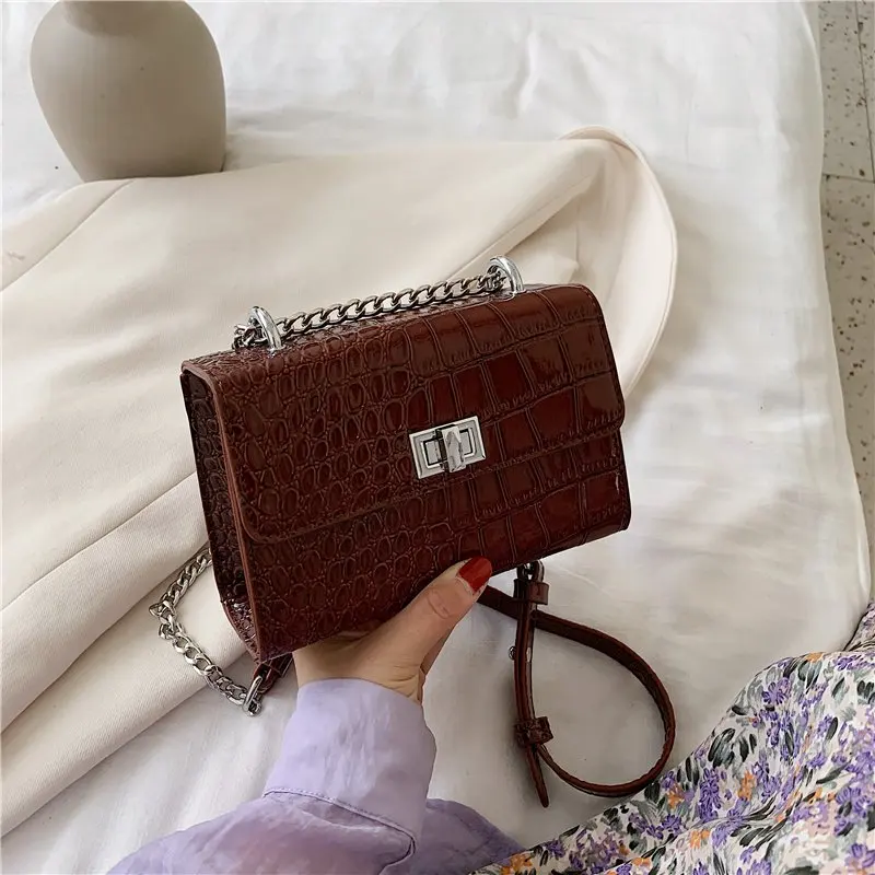 

New Luxury Shoulder Women's Bag Bright Stone Pattern Crossbody Bags For Women 2021 Brand Designer Mini Single Vintage Bolsas