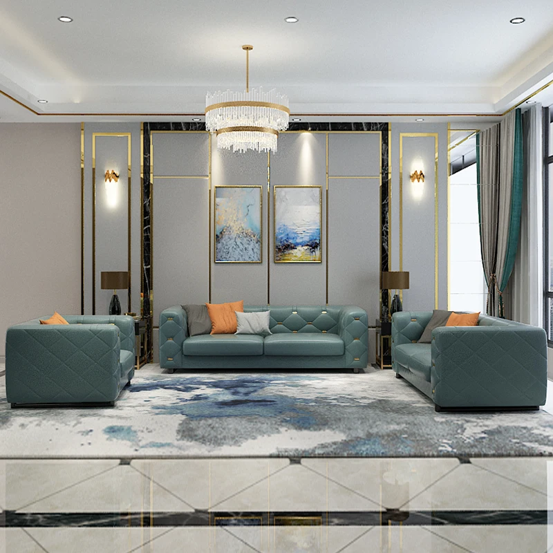 Пост современный светильник роскошных диванов синтетическая кожа комбинация