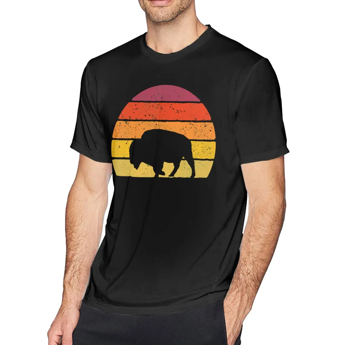 Бренд Bison футболка Винтаж c американским с Буйволом печатных Awesome Футболка