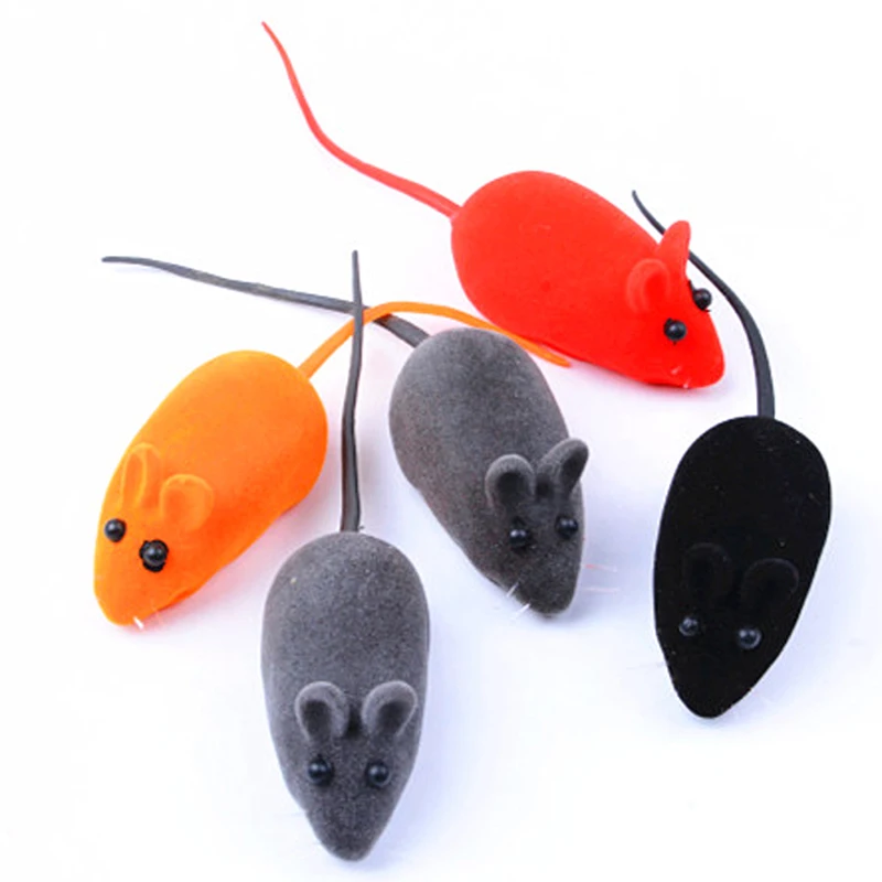 

1pcs Cut Flocking Mouse Funny Cat Toys Sound Plush Rubber Vinyl Mouse Pet Cat Cat Realistic Sound Toys Toy Mouse Colors Random