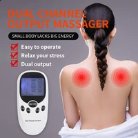 dual channel electric tens therapy massager relax muscle pain relief stimulator 8 gel electrode pads health care birthday gift