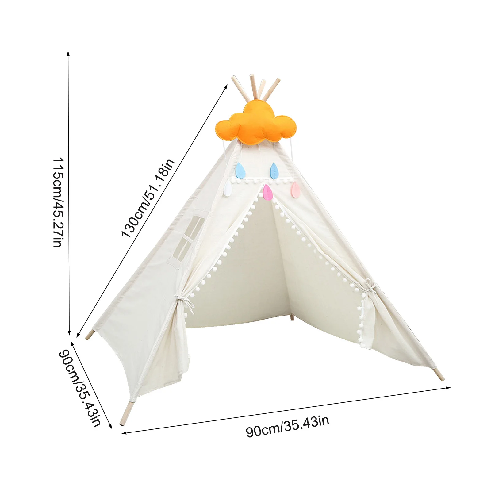 

Baby Tents Portable Foldable Game Teepee Cartoon Cute Indian Children's Tent Outdoor Kids Play House Canvas Triangle Playhouse