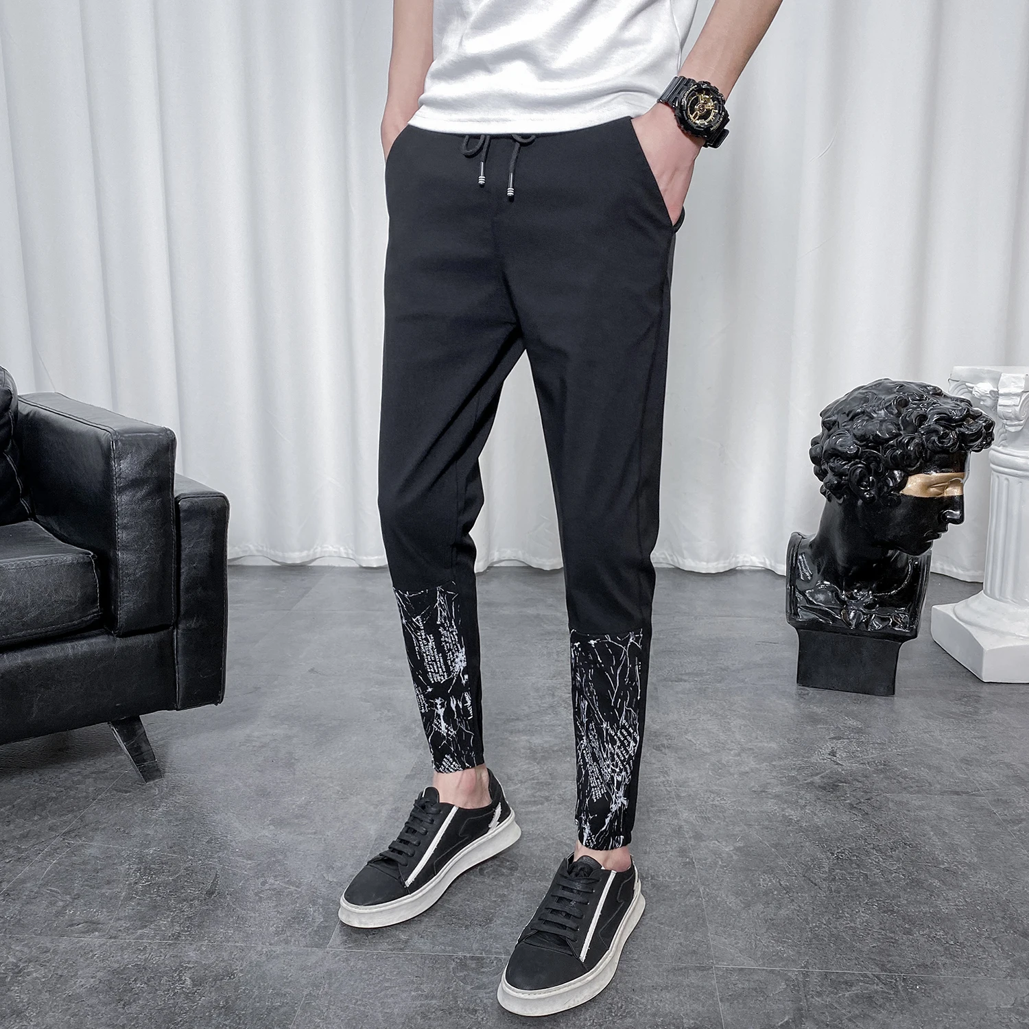 Летние Новые мужские брюки мода 2020 лоскутный дизайн хип-хоп бегуны уличная