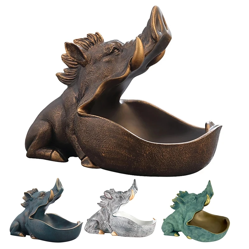 

1Pcs Wild Pig Figurine Big Mouth Pig Storage Box Home Decoration Ornamental Resin Art Sculpture Decorative
