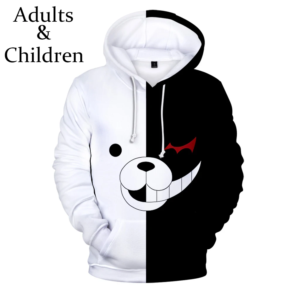 Fashion 3D monokuma boy girl popular hoodie man woman autumn and winter comfortable sweatshirt 3D casual children white pullover