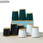 Нордический простой черный керамический телефон 500 мл круглая жестяная банка для чая с бамбуковой крышкой кухонный инструмент для хранения зернистый дозатор для дома