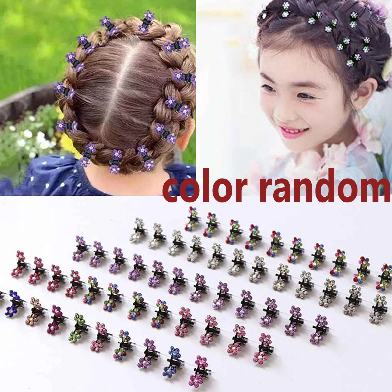 12pcs Color Random 12 шт. маленькие хрустальные цветы металлические когти для волос детские мини Стразы зажим для волос детские заколки для волос Детские заколки для волос - Цвет: 12pcs Color Random