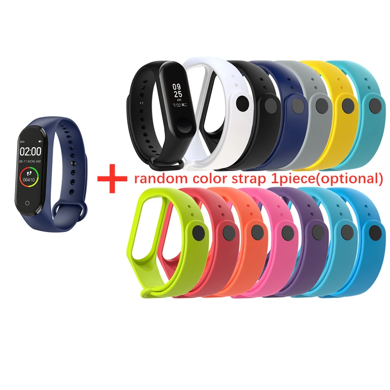 Watch with 1PC Strap M4 Смарт-часы с сенсорным экраном водонепроницаемый монитор кровяного давления для женщин и мужчин Браслет фитнес-трекер спортивные умные часы - Цвет: Watch with 1PC Strap