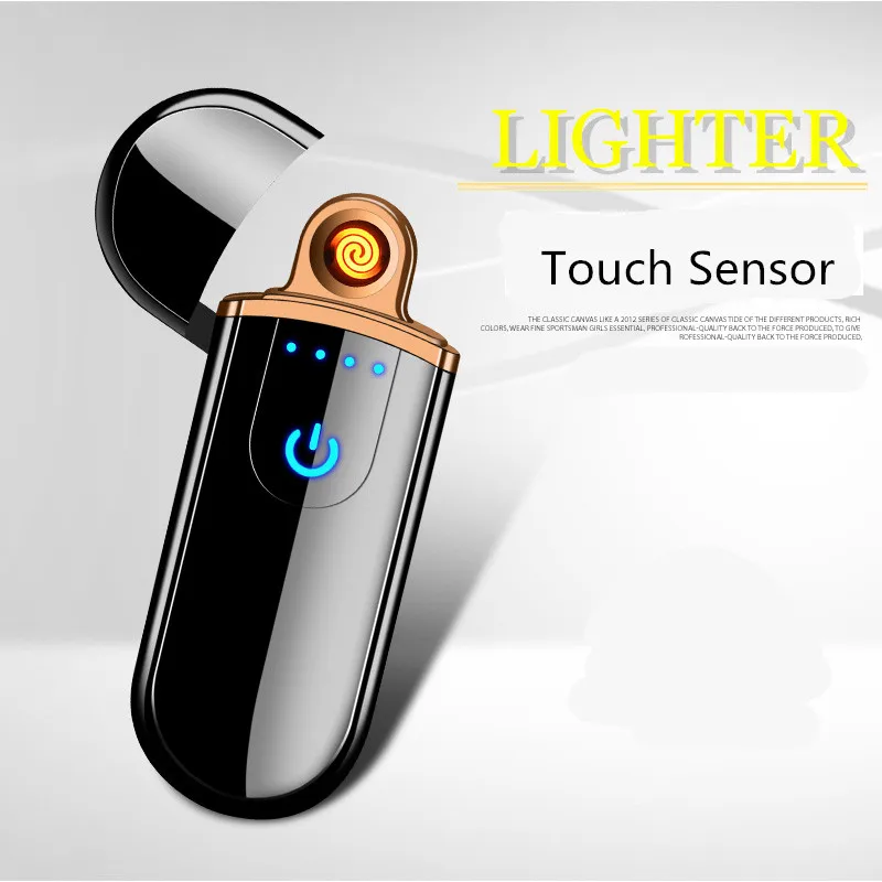 Тонкая зажигалка с usb-зарядкой для электронных сигарет сенсорным экраном