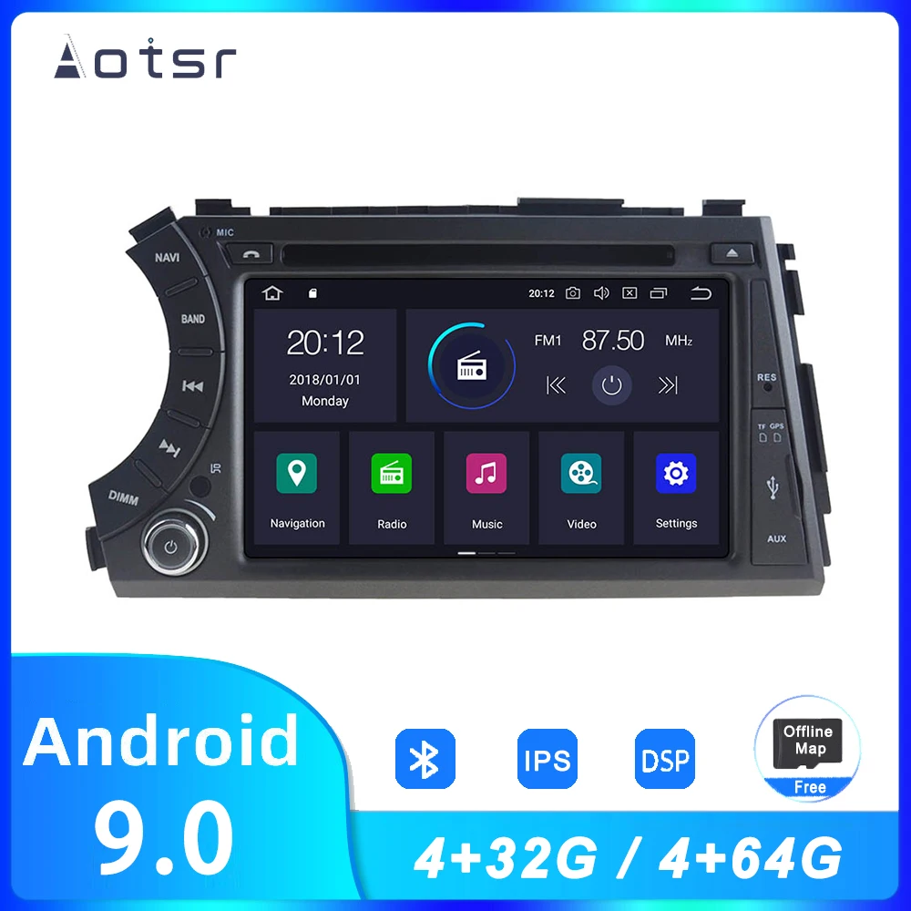 Автомобильный радиоприемник AOTSR Android 9 для SSANGYONG Kyron Actyon 2005 2015 автомобильный GPS