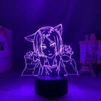 anime haikyuu kenma kozume cat led lamp for childrens bedroom decoration birthday gift color changing 3d light manga haikyu