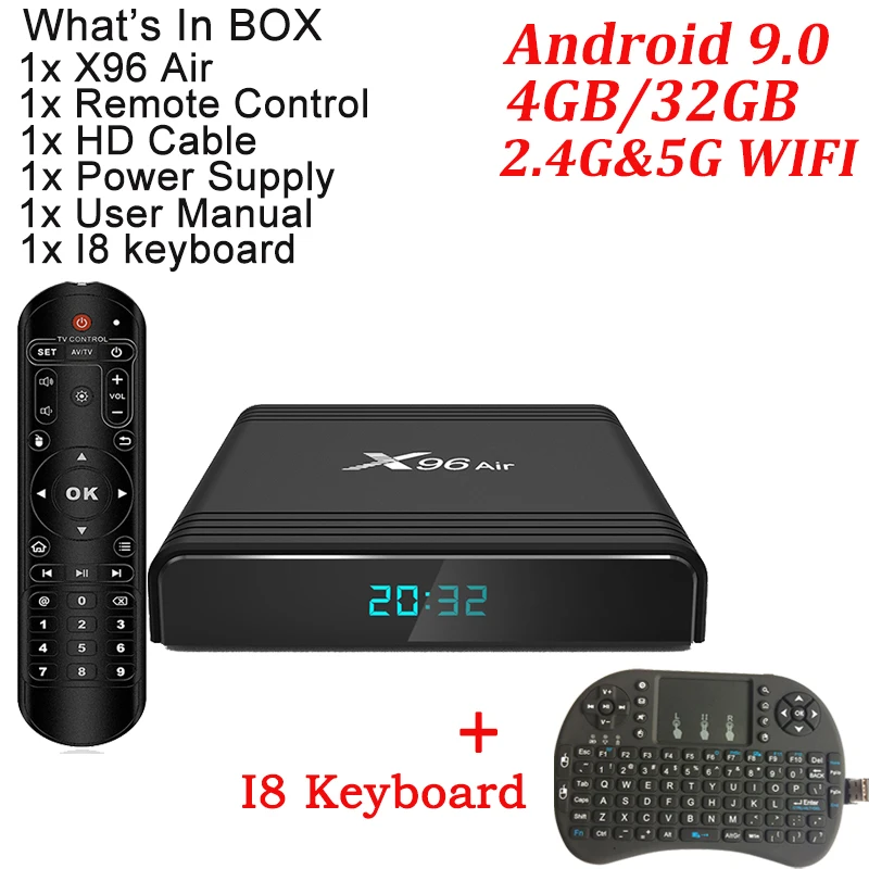 4G 32G With i8 A95X плюс ТВ Box Android 8,1 Amlogic S905 Y2 4 Гб DDR4 32 Гб Встроенная память 2,4 г/5G, Wi-Fi, USB3.0 BT4.2 Поддержка 4 K H.265 смарт-медиа-плеер андроид тв приставка - Цвет: 4G 32G With i8