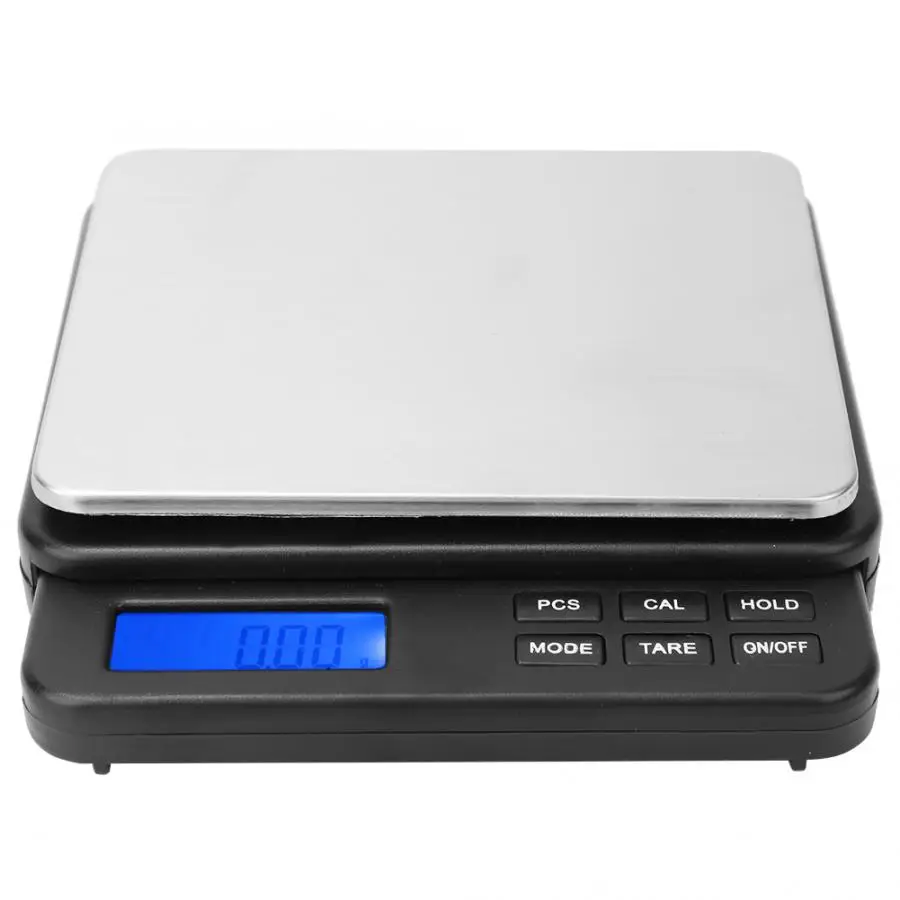 

1000g/0.01g Electric Scale High Accuracy Mini Digital Kitchen Scale Electric Weighing Scale with Blue Backlit Display Cook Bake