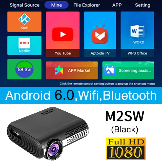 Проектор Poner Saund M2S 1080p 4000 люмен светодиодный проектор на базе Android Wi Fi 3D 1920x1080p