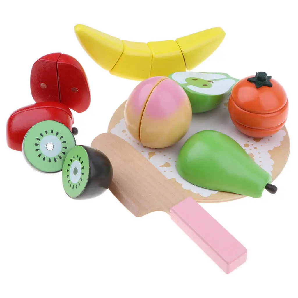 

8 Pieces of Cutting Toys Food Fruits Playset, Kids Pretend Play and Educational Learning Toy