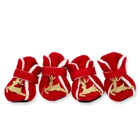 festival pet shoes winter warm breathable christmas elk bell dogs shoes with plush for small dogs anti slip casual dog boots