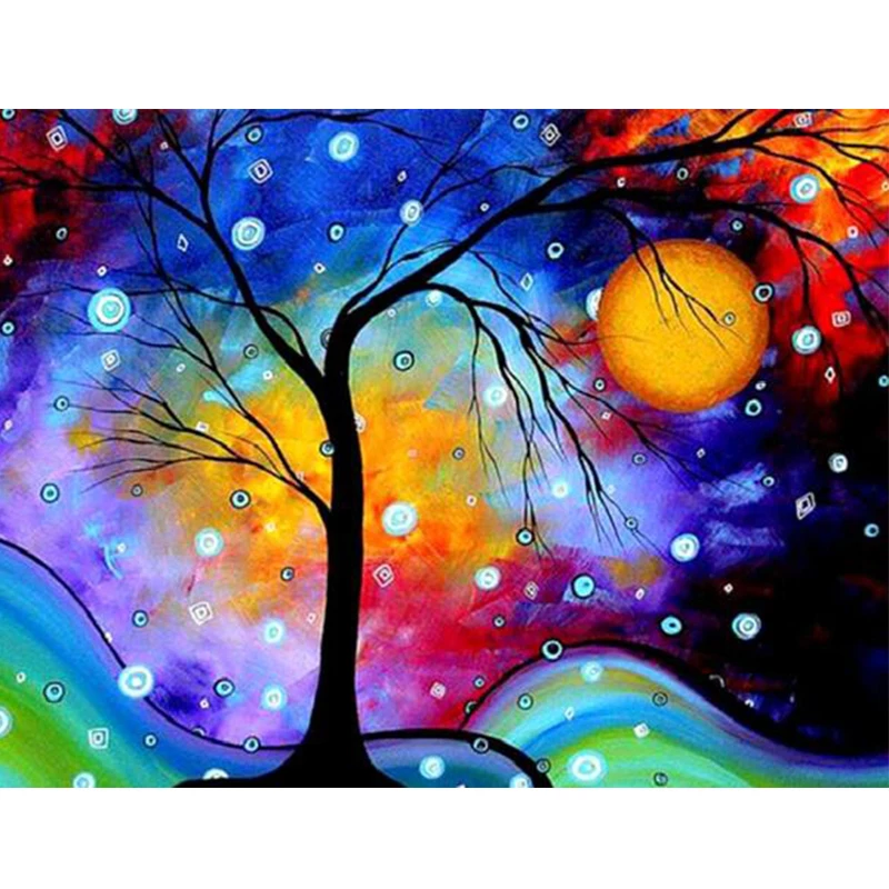 Полная круглая дрель 5D DIY Алмазная Картина абстрактный рисунок дерева вышивка