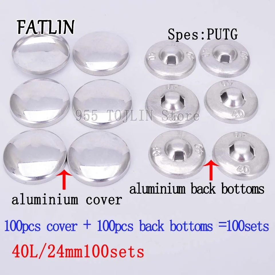 40L-24mm 100sets 100 наборов 16L-80L тканевые пуговицы из покрытой алюминием ткани, ручная работа, металлическая форма хлеба, круглая ткань, аксессуары,, PUTG - Цвет: 40L-24mm 100sets