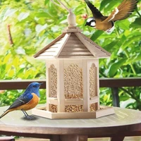 bird feeder high capacity hexagon shaped roof wood creative bird nest for garden