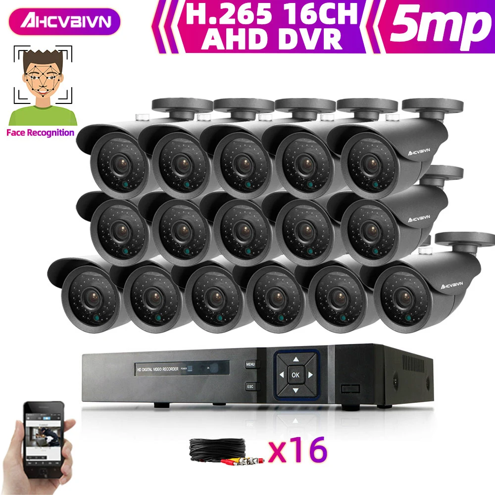 

Система видеонаблюдения, 16 каналов, HDMI, 5 МП, DVR, 16x1000TVL IP66