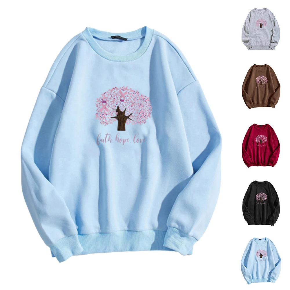 

Осенние Теплые женские пуловеры с искусственным деревом, однотонная свободная зимняя Толстовка с длинным рукавом, Женский Повседневный ме...