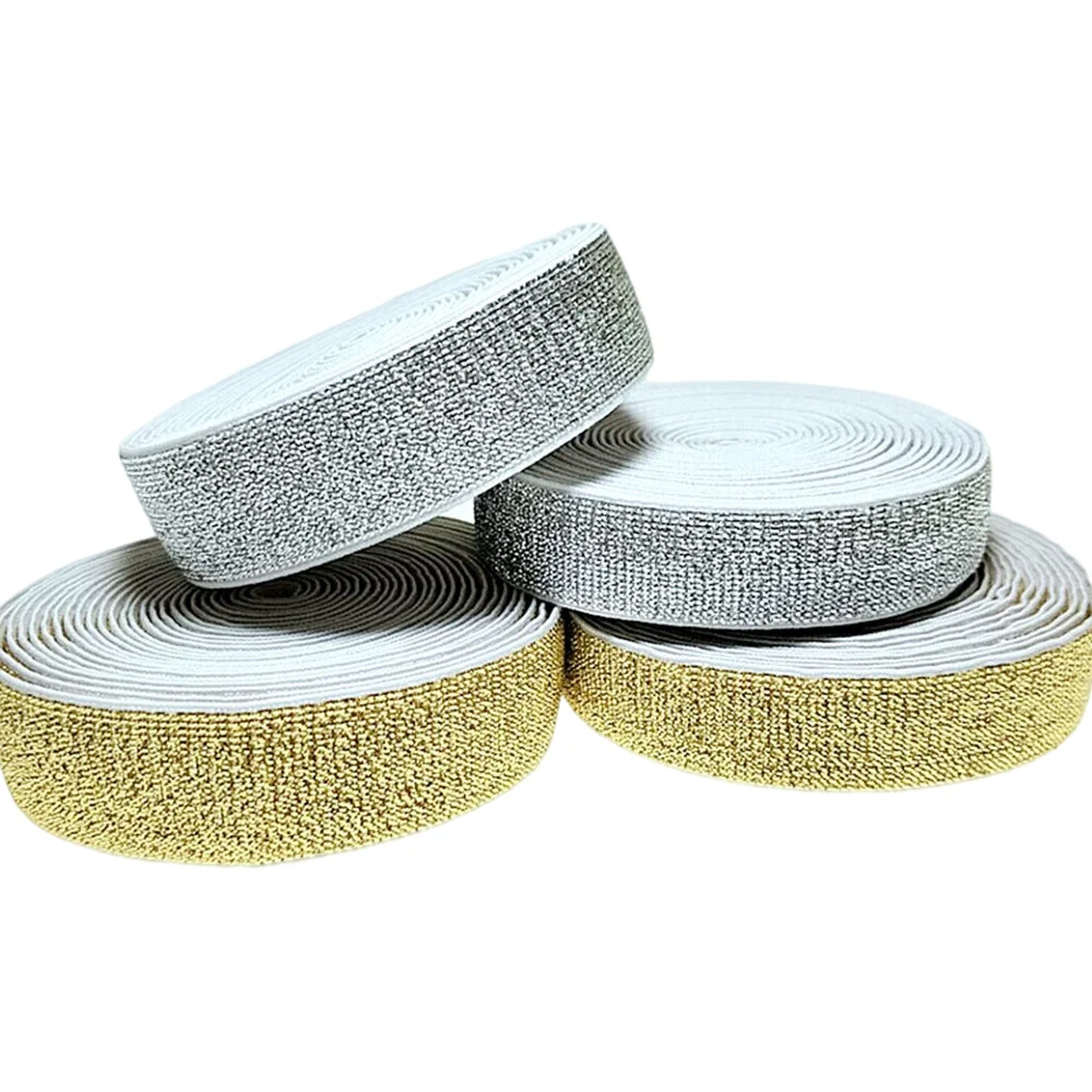 

HL 20mm/25mm 2meters/package Gold/Silver High Quality Nylon Elastic Bands For Garment Trousers Sewing Accessories DIY