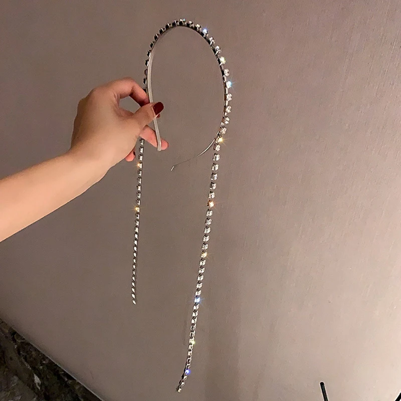 

Fashionable Long Tassel Headband Rhinestone Jewelry Suitable For Female Brides Crystal Headdress