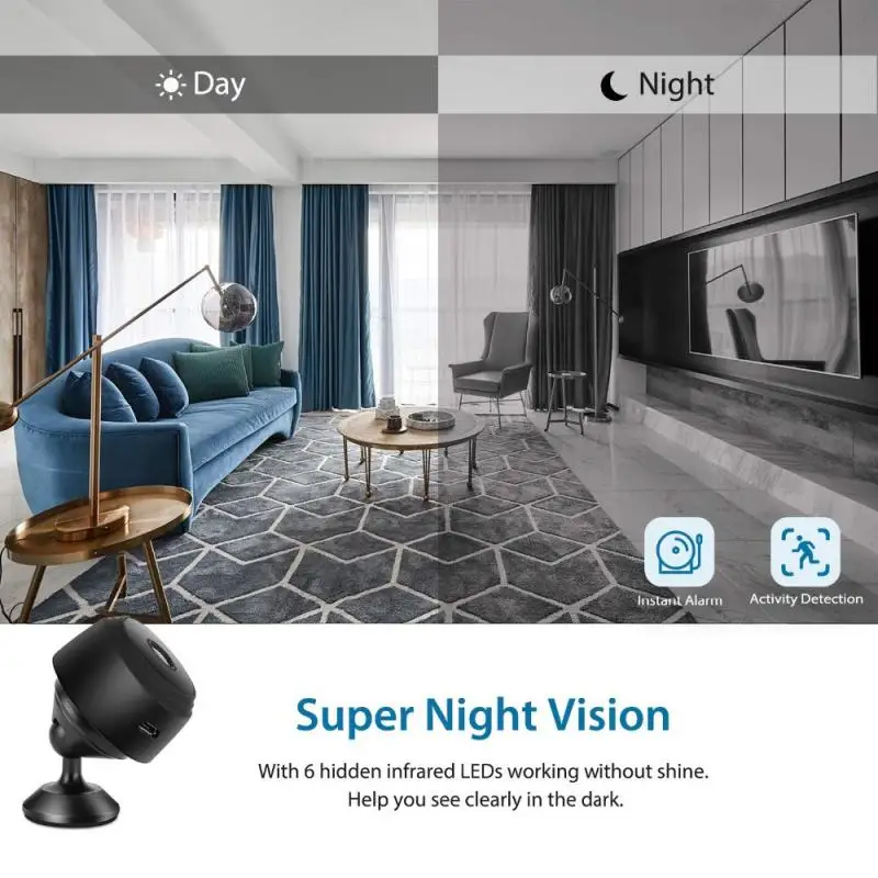 Mini Aluminium Alloy Wireless Camera 2.4GHz WiFi 1080P Night Vision Remote Motion Detection With Bracket | Электроника