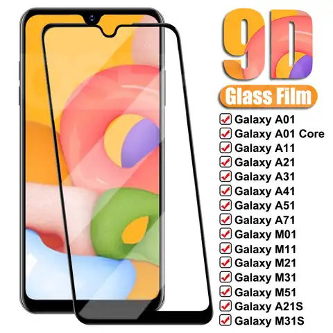 9D Защитное стекло для Samsung Galaxy A01 A11 A21 A31 A41 A51 A71 закаленное стекло Samsung M01 M11 M21 M31 M51 защита для экрана