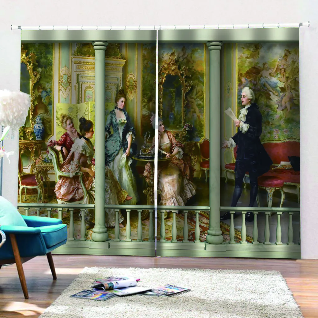 Высококачественные занавески на заказ 3d из ткани европейские с фотографией 3D для