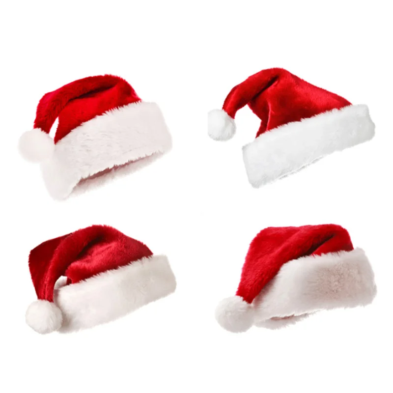 

Plush Christmas hat thicken red 4028cm casual fashion neutral cap Christmas new Year headgear high quality