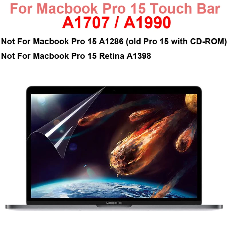 

For Apple MacBook Pro 15Inch A1707 A1990 (Touch Bar) Full Coverage HD Transparent Anti-Glare Dustproof Laptop Protective Film