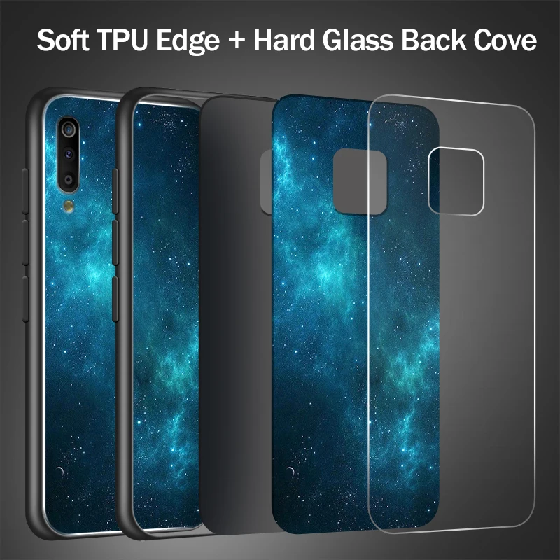 Для samsung Galaxy A40 A10 A20 A30 A50 A8S A6S A70 A80 A90 закаленное Стекло чехол J4Plus M10 M20 M30 Note9 роскошный защитный чехол