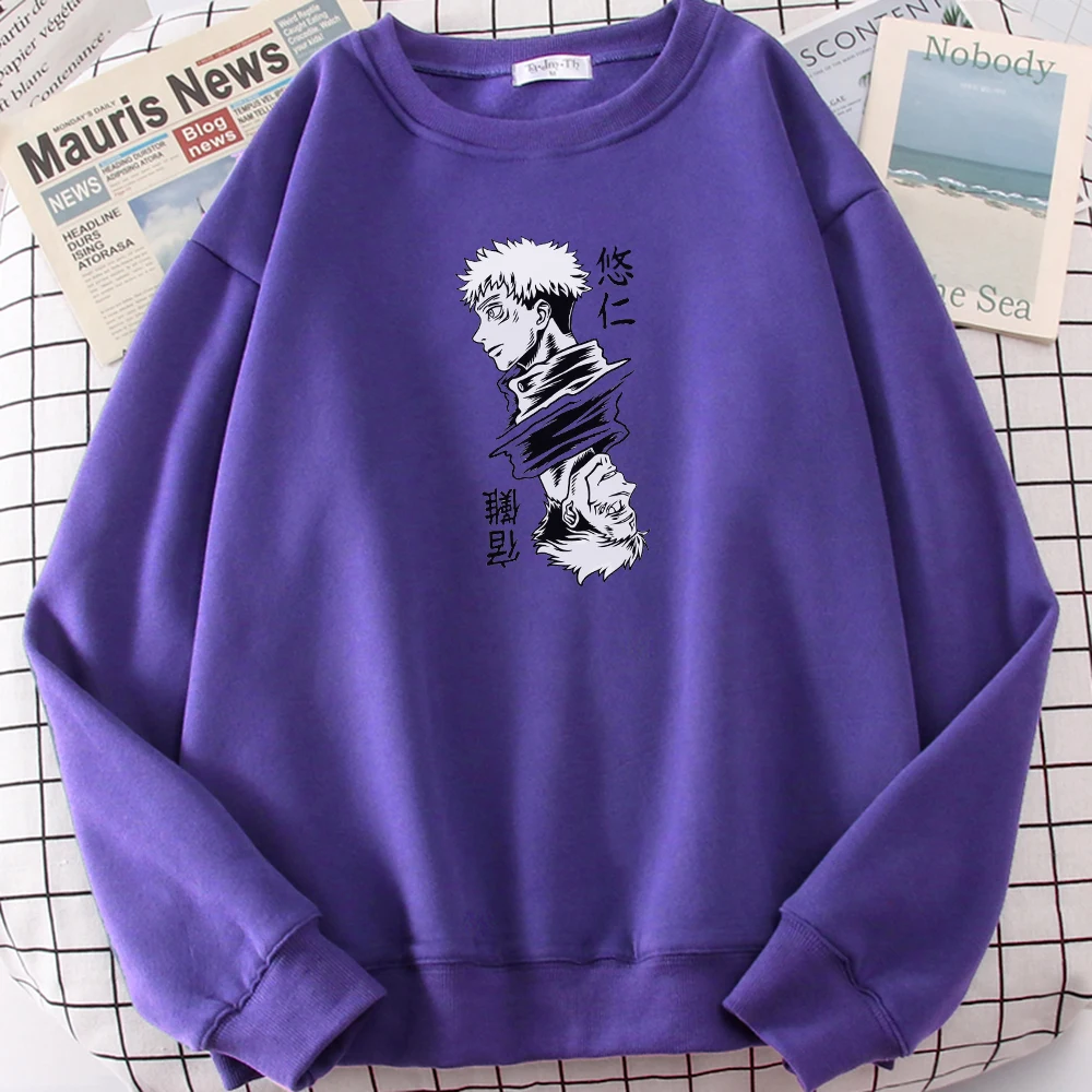 

Fleece Autumn Tops Itadori Yuji Jujutsu Kaisen Yuji/Sukuna Print Mens Hoody Thick Oversized Men'S Hooded Plus Size Sweatshirt