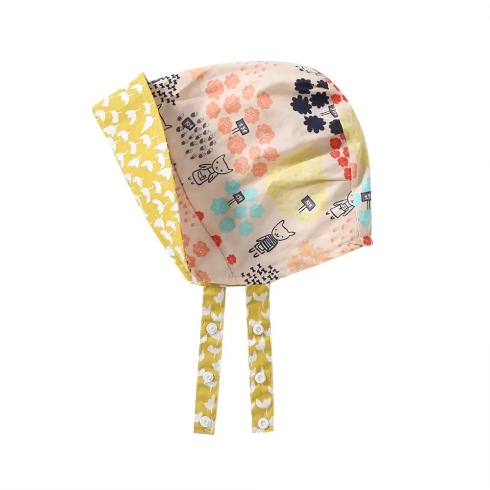 

TOU Toddler Sunshade Hat Doubled Sided Beanie Kids Bonnet Girls Spring/Summer Floral Cap Newborn Soft Cotton Hat Props Cap