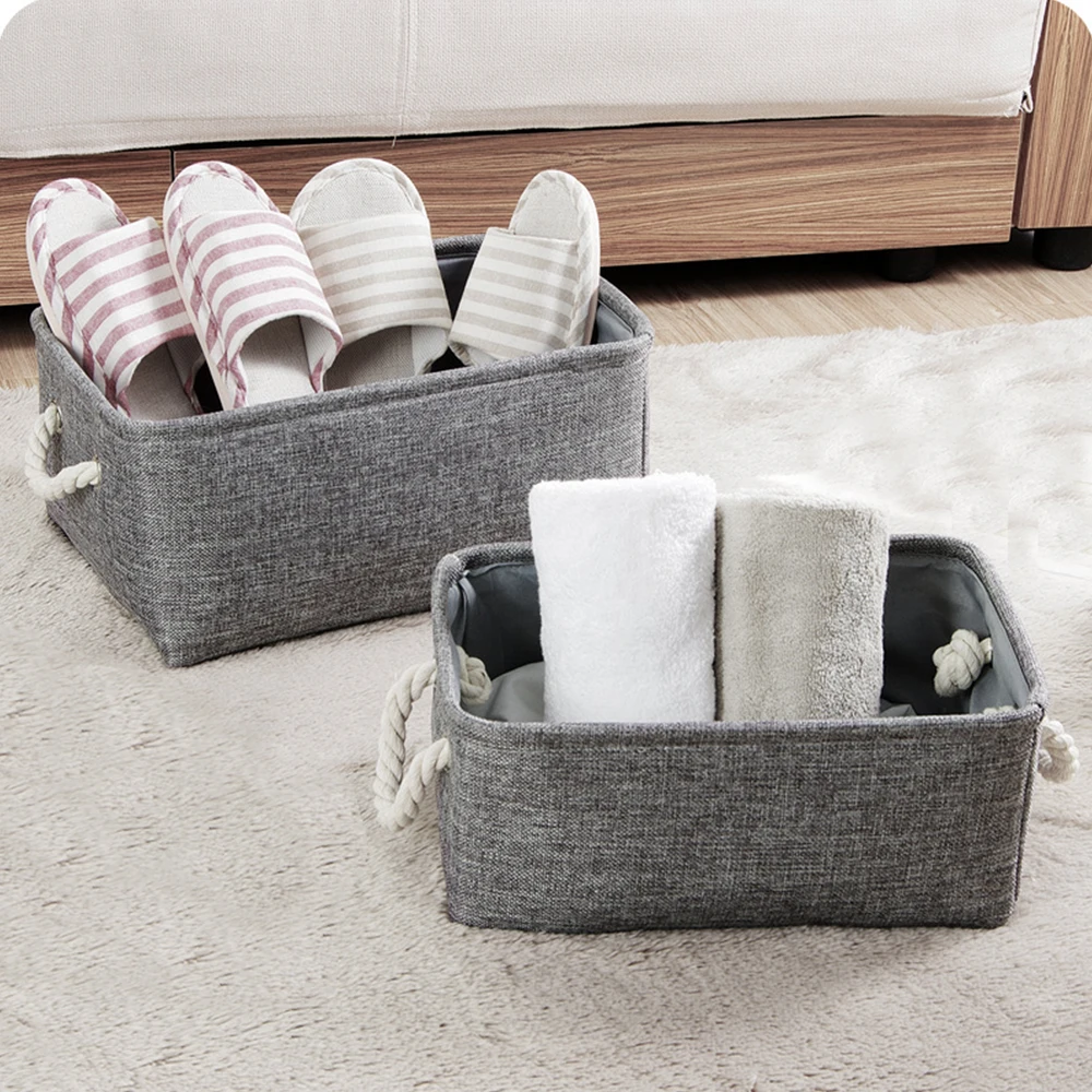 S/M/L Linen Storage Basket Foldable Sundries Baskets Cosmetics Container Cotton Box Desktop Organizer | Дом и сад