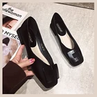 Женские туфли-лодочки на среднем каблуке, черные