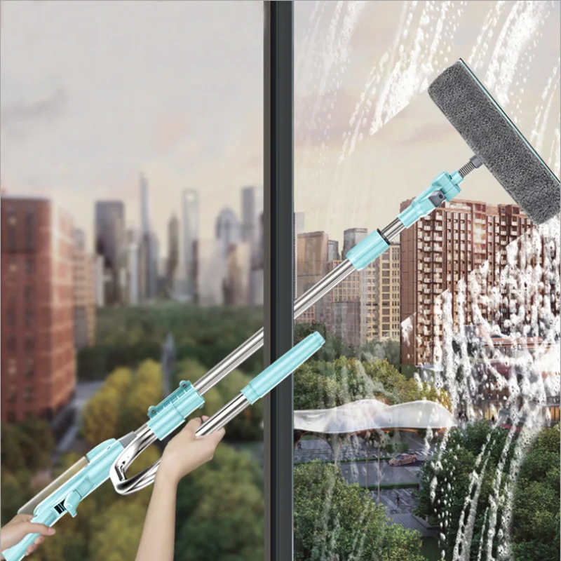 

Glass Wiping Artifact Household Glass Wiping Double-sided Double-Layer Wiping High-rise Telescopic Rod Water Spray Window Glass