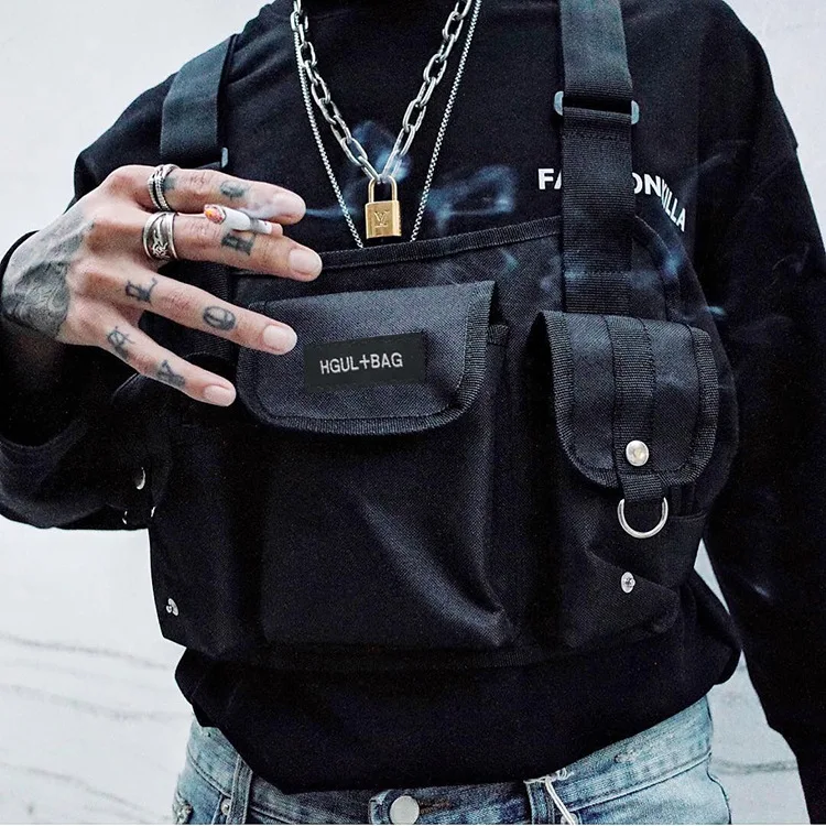 Vebanmix 2020 fashion chest rig waist bag hip hop streetwear functional tactical chest bag cross shoulder bags bolso Kanye West images - 6