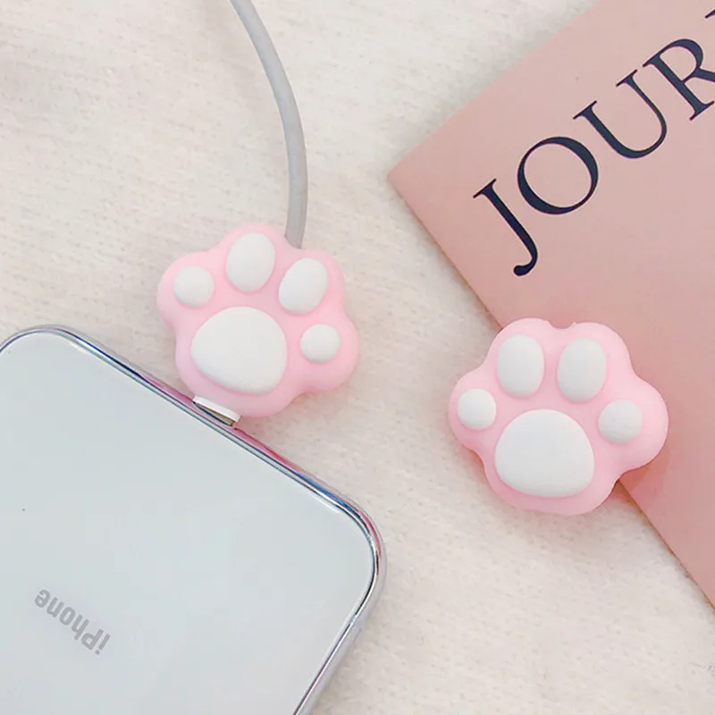 Новый милый розовый мультяшный кот лапы протектор кабеля для IPhone кабель Kawaii