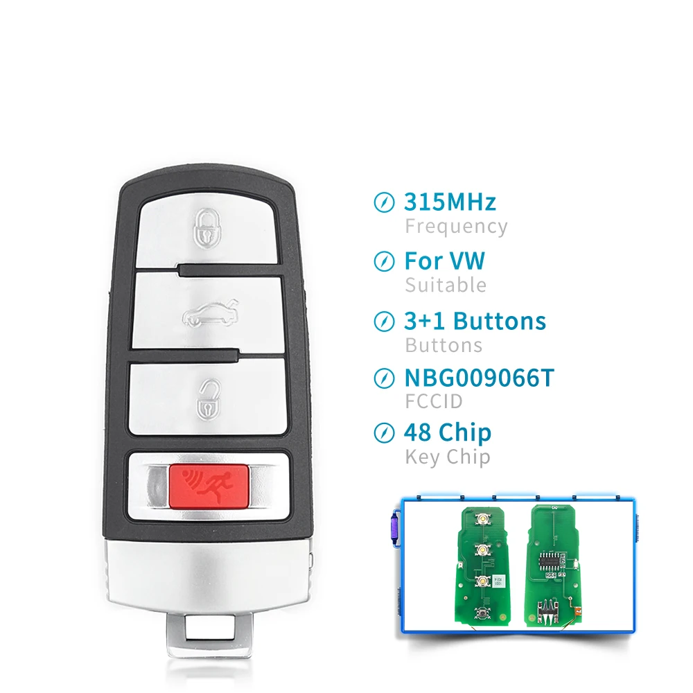 

KEYYOU для VolksWagen VW Passat CC NBG009066T 3C0959752BG / BA Автомобильный Дистанционный ключ 315/434 МГц PCF7936 ID46 ID48 3/4 кнопочный БЕСКЛЮЧЕВОЙ Go