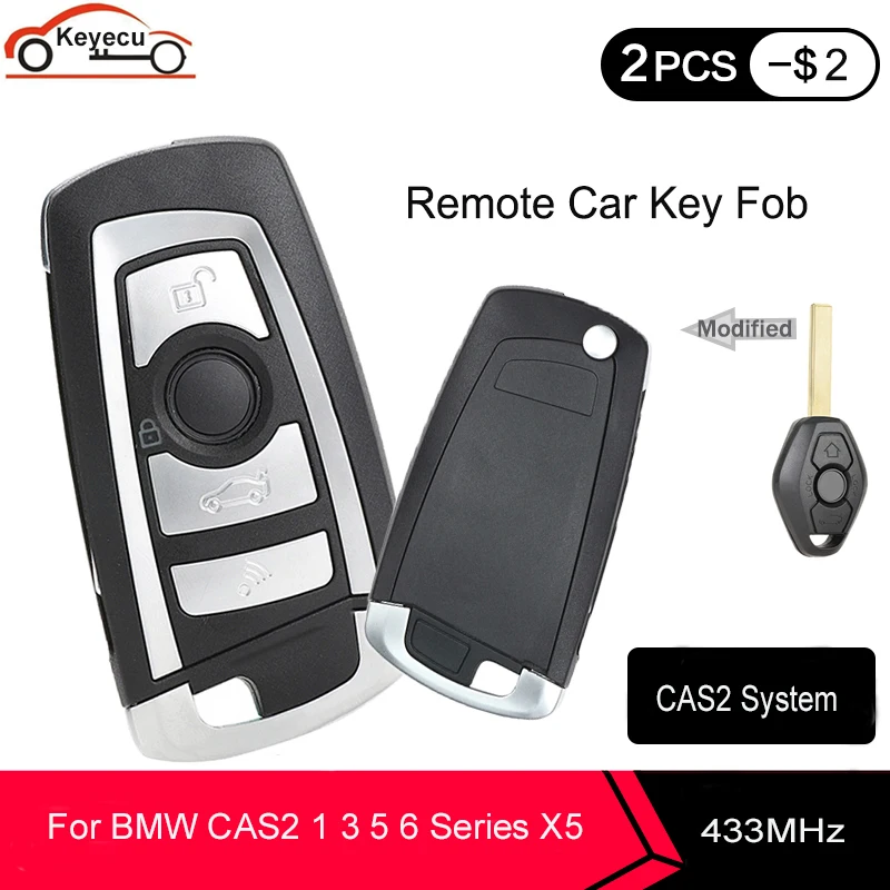 KEYECU изменение складной дистанционный ключ брелок 433 МГц PCF7946 HU92 лезвие для BMW CAS2