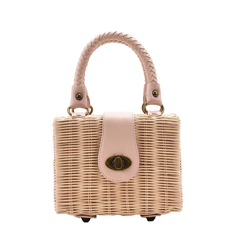 Mini Straw Crossbody Shoulder Bags for Women 2021 Summer Luxury Handbags and Purses Beach Travel Weave Square Totes Fashion