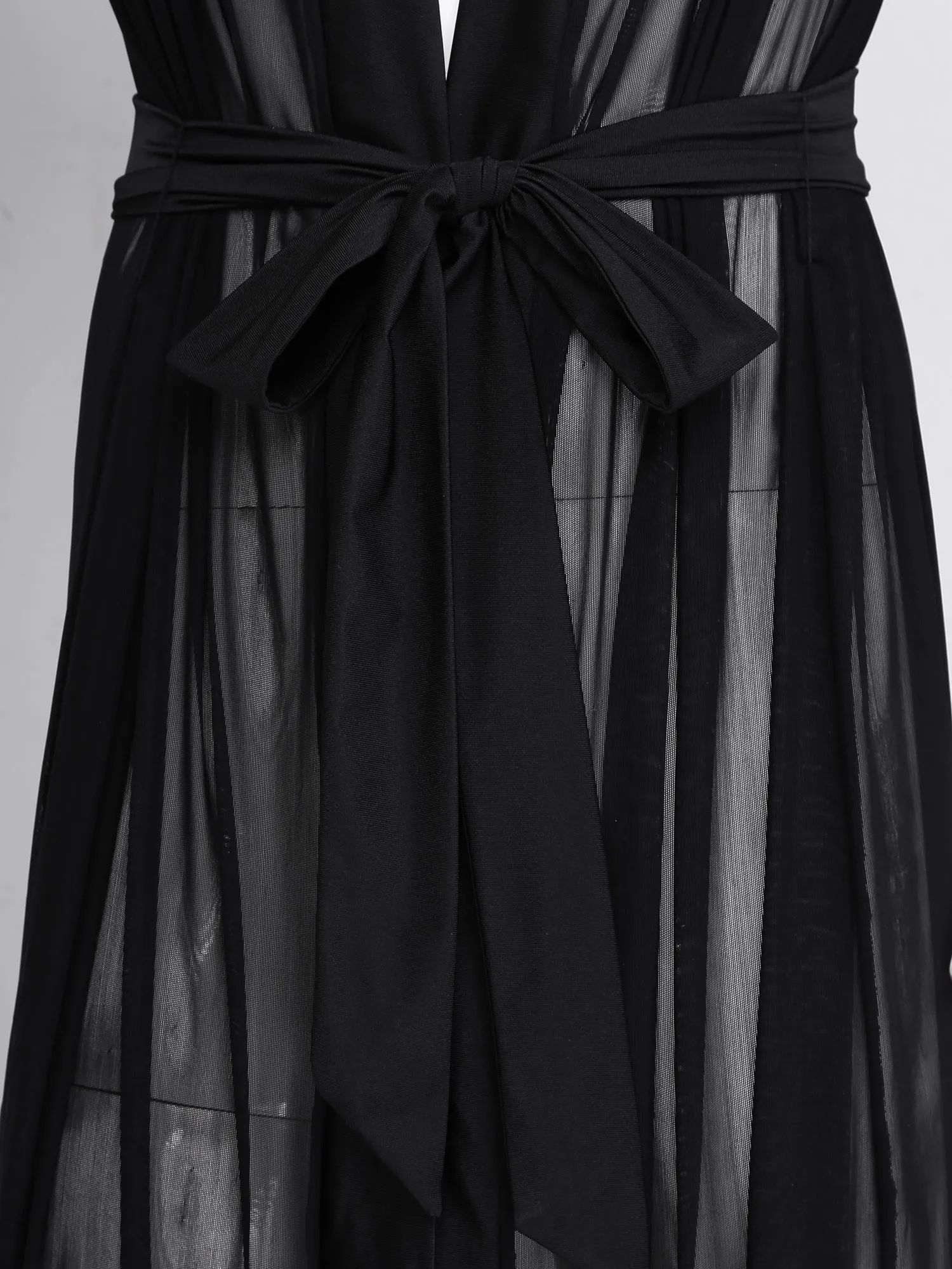 Men Open Front Mesh Transparent Long Shirt Casual Cloak Top with Long Sleeve