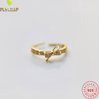 hollow lace bow 100 925 sterling silver rings for women gold cubic zirconia open ring fashion fine jewelry sweet style