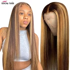 Ishow хайлайтер парик коричневые цветные человеческие волосы парики средняя часть Ombre глубокие Кружева Часть парик хайлайтер кружева человеческие волосы парики