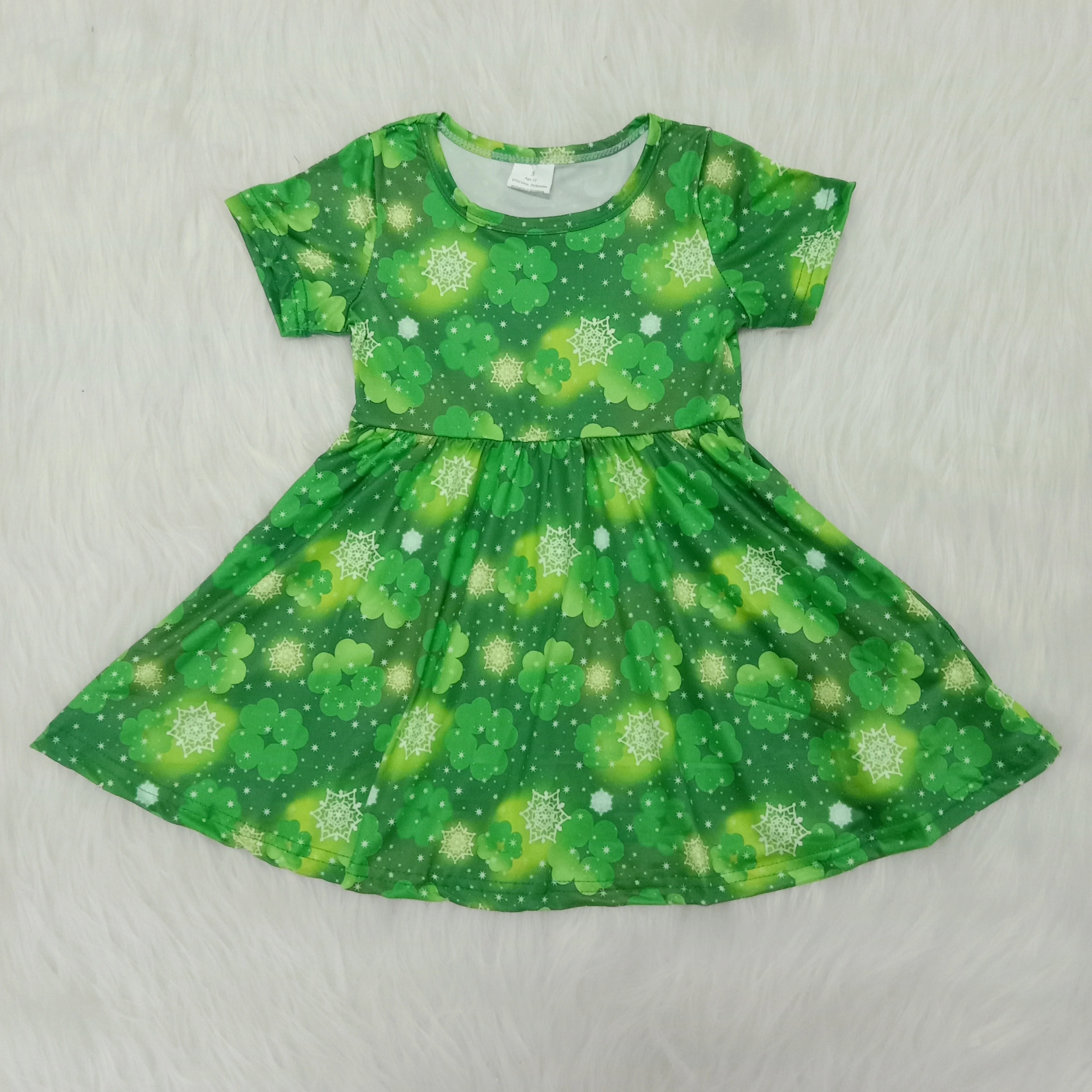 

2020 latest design girl's dress St. Patrick's Day children's wear short sleeve comfortable beautiful girl's dress