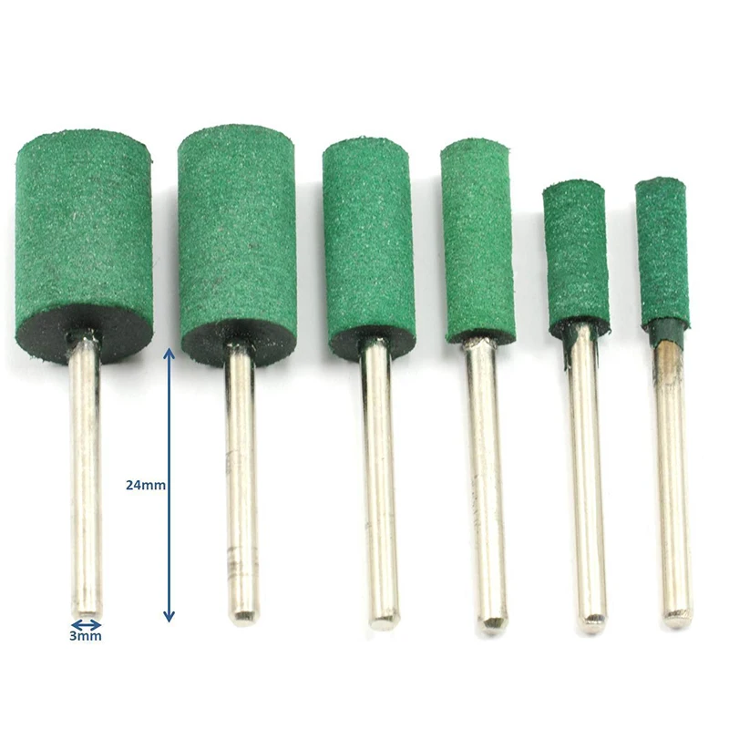 

6pcs 4 5 6 8 10 12 Mm Rubber Cylinder Head Polishing Buffing Grinding Drill Tool Part Kit